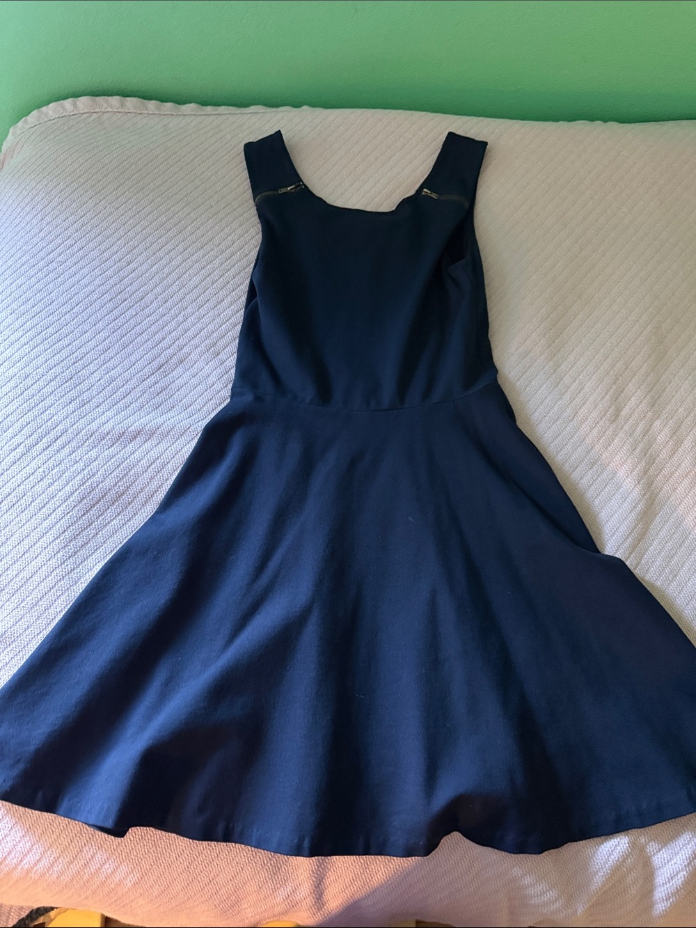 Aqua Navy Sleeveless Fit-and-Flare Mini Dress